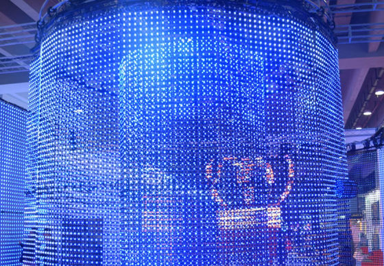 Waterproof Soft LED Mesh Video Screen RGB 50mm DMX512 160 derajat Untuk tampilan dalam ruangan