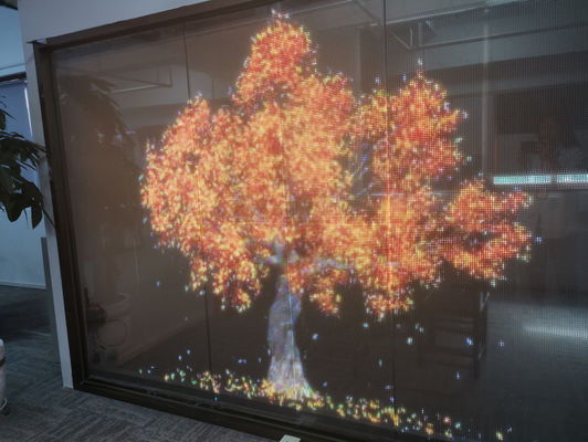 RGB Warna LED Layar Transparan Outdoor Layar LED Transparan Untuk Toko Windows