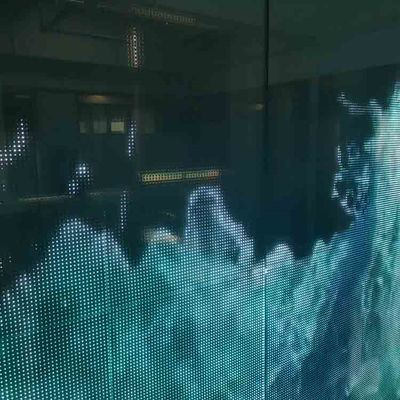 IP64 Film LED Transparan Fleksibel Luar Ruang Layar LED Transparan Untuk Bangunan