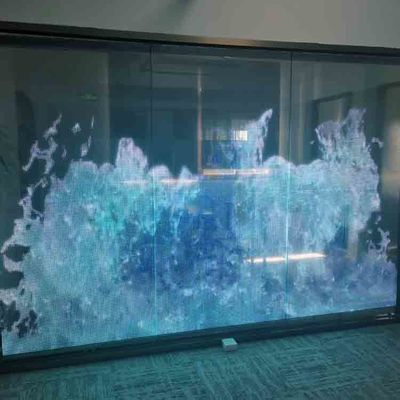 Lampu LED Pencahayaan Tinggi Layar Transparan Untuk Jendela Kaca P6.25 P8 P10 Indoor Led Film Display