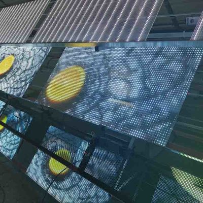 Layar Led Transparan Penampilan Toko Kaca Adhesive Wall Indoor Fleksibel Film Led Screen