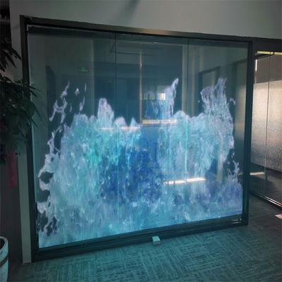 Periklanan Luar Ruang Ultra Thin Crystal Screen P16 RGB Flexible Transparent LED Screen