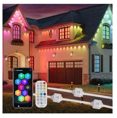 PC Shell Outdoor Eaves Lampu IP67 WIFI Control 20*12.5mm DC12V/24V App RGB Lampu permanen untuk ruangan