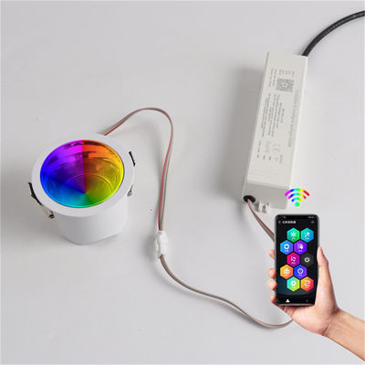 Kontrol aplikasi mobile cerdas, 12W RGBW LED Downlight Recessed Trimless 400LM Anti-Glare untuk komersial dan rumah