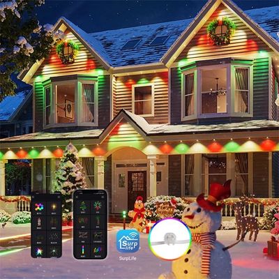 Lampu Natal Luar Ruangan Permanen LED Cerdas Wifi RGB LED Eaves Light Lampu Titik Piksel Luar Ruangan
