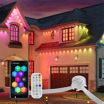 Lampu Natal Luar Ruangan RGB Cerdas 20MM DC12V Pengontrol Aplikasi IP67 Tahan Air untuk Dekorasi Atap dan Talang