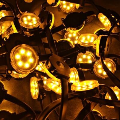 Lampu titik LED 50mm dengan perlindungan tahan air IP67 DC24V Daya dan bahan PC Cocok untuk pencahayaan dekoratif luar ruangan